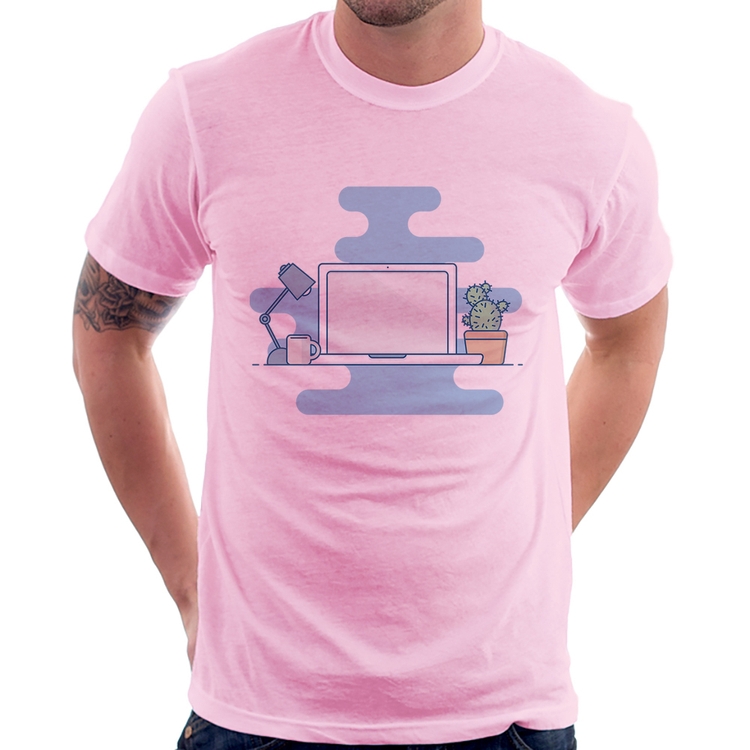 Camiseta Laptop - Rosa Bebê