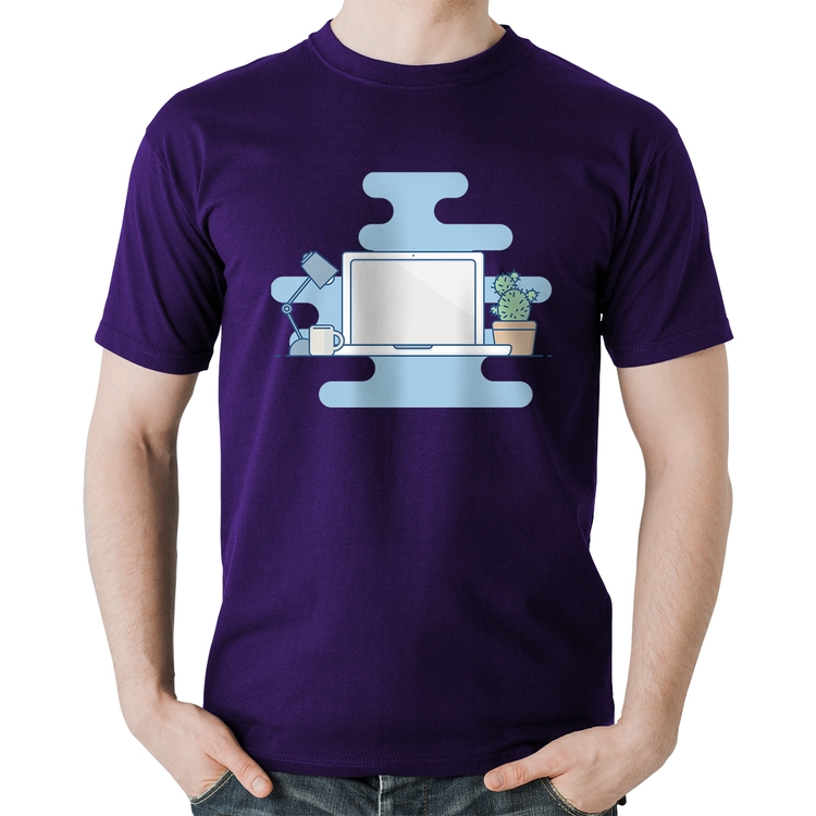 Camiseta Algodão Laptop - Roxa