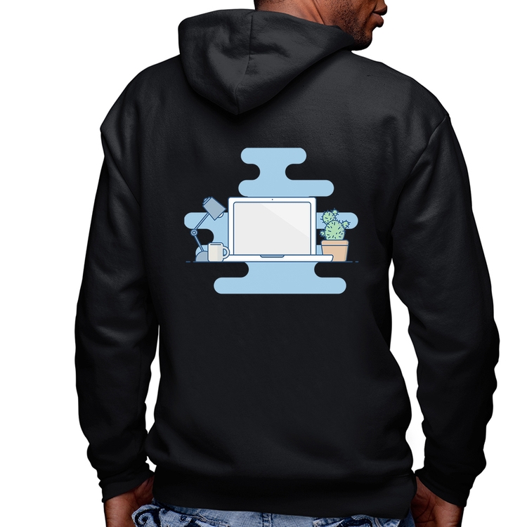 Blusa Moletom Laptop Masculina com Capuz e Zíper