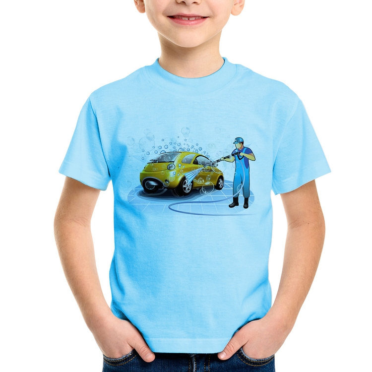 Camiseta Infantil Lava Jato - Azul Bebê