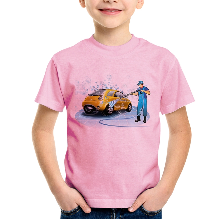 Camiseta Infantil Lava Jato - Rosa Bebê