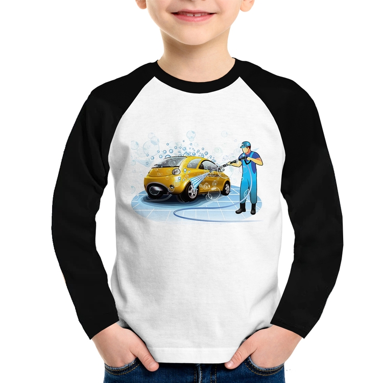 Camiseta Raglan Infantil Lava Jato Manga Longa