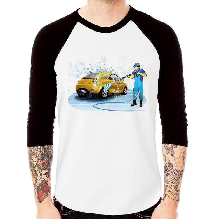 Camiseta Raglan Lava Jato Manga 3/4
