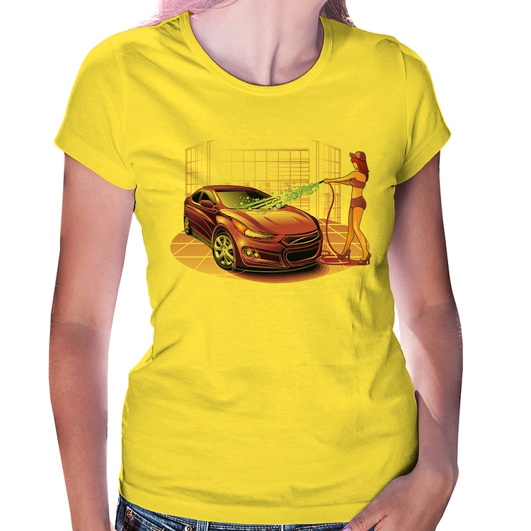 Baby Look Lava Jato Carro Roxo - Amarela