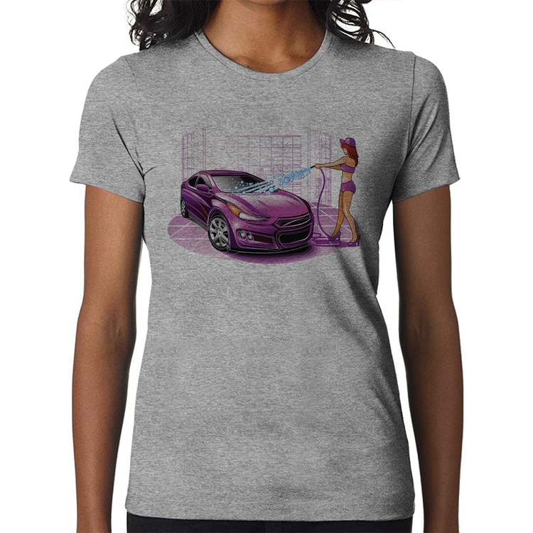 Baby Look Lava Jato Carro Roxo - Cinza