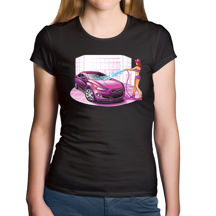 Baby Look Algodão Lava Jato Carro Roxo