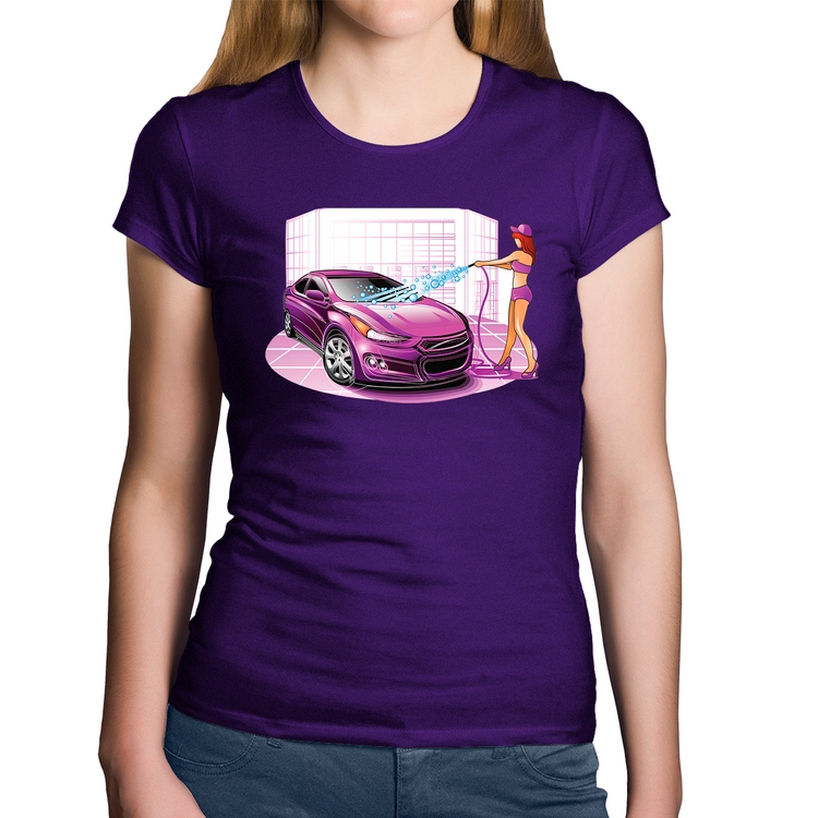 Baby Look Algodão Lava Jato Carro Roxo - Roxa