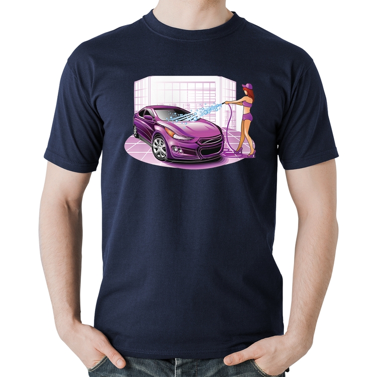 Camiseta Algodão Lava Jato Carro Roxo - Marinho