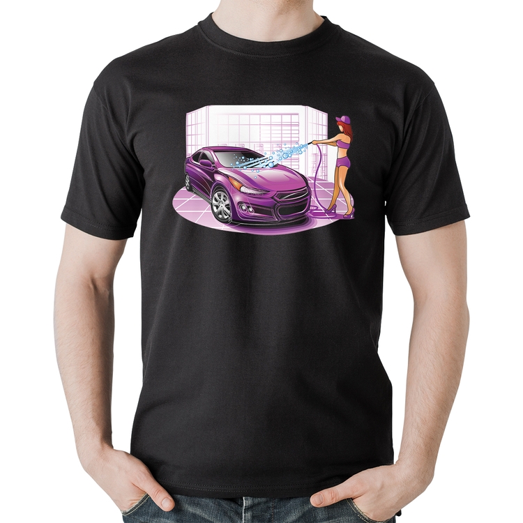 Camiseta Algodão Lava Jato Carro Roxo