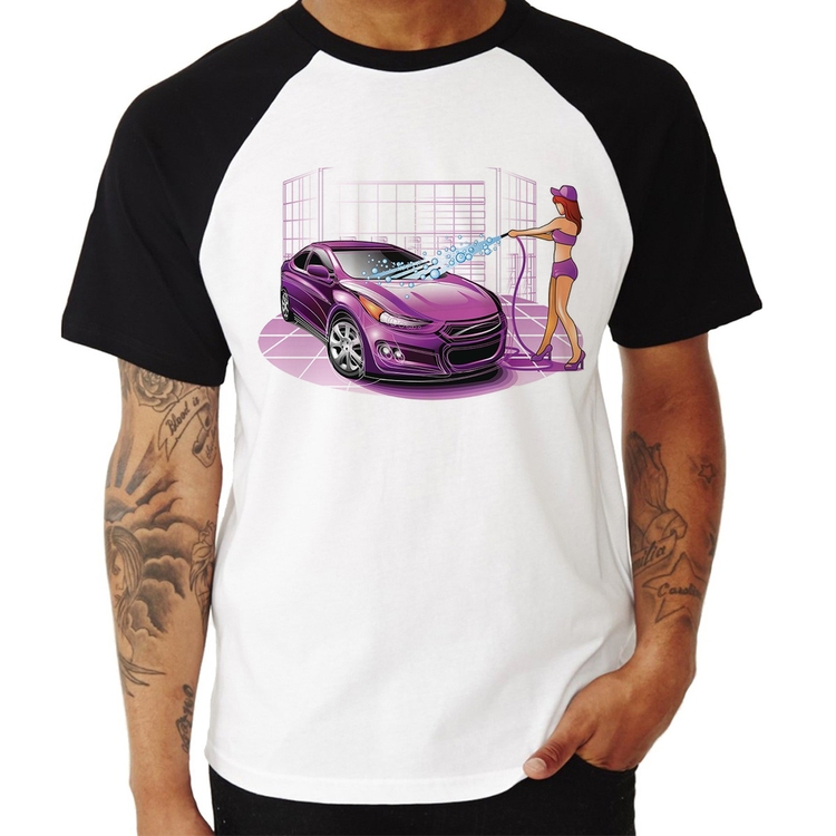 Camiseta Raglan Lava Jato Carro Roxo