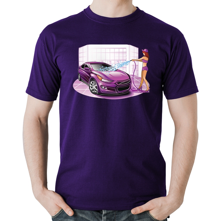 Camiseta Algodão Lava Jato Carro Roxo - Roxa