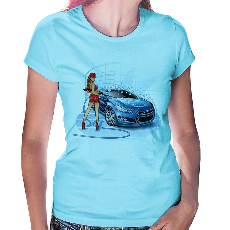 Baby Look Lava Jato Garota - Azul Bebê