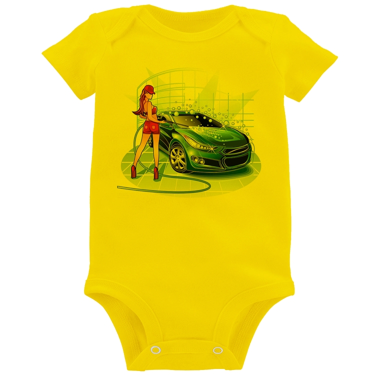 Body Bebê Lava Jato Garota - Amarelo