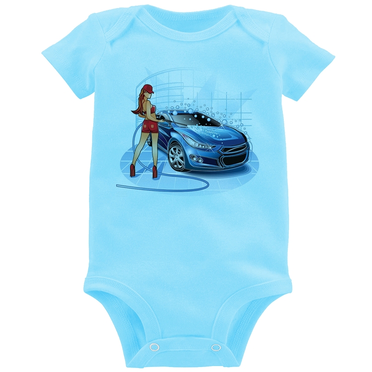 Body Bebê Lava Jato Garota - Azul Bebê