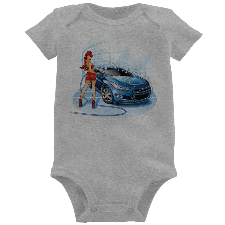 Body Bebê Lava Jato Garota - Cinza