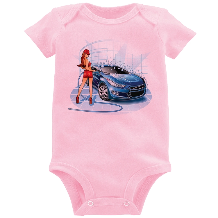 Body Bebê Lava Jato Garota - Rosa Bebê