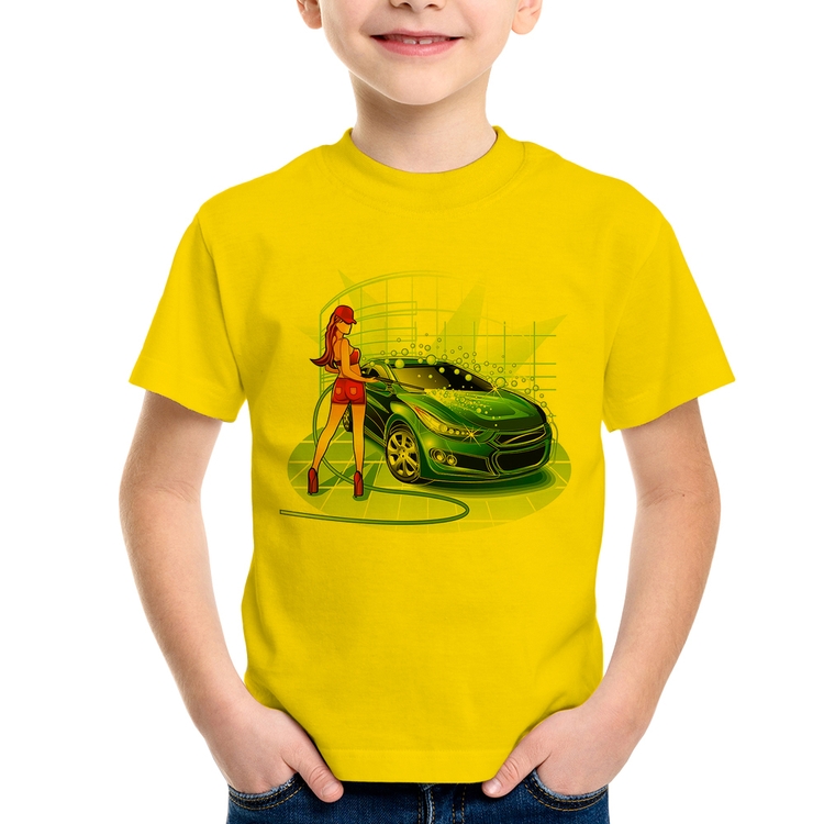 Camiseta Infantil Lava Jato Garota - Amarela