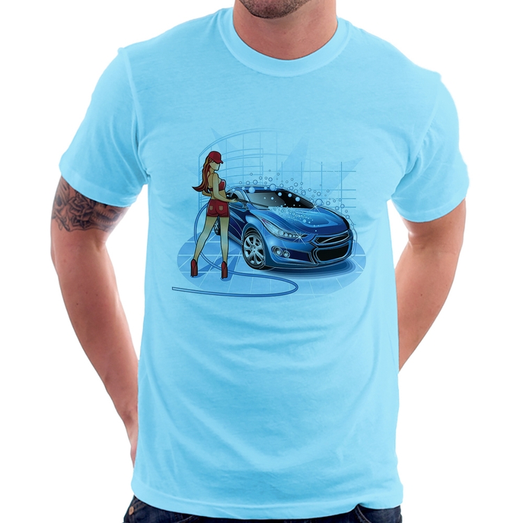 Camiseta Lava Jato Garota - Azul Bebê
