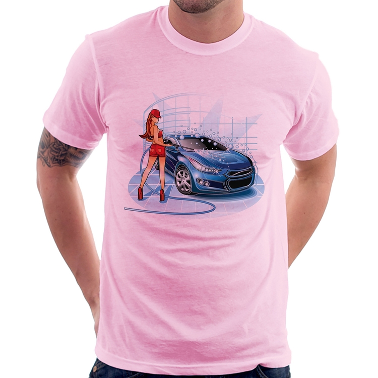 Camiseta Lava Jato Garota - Rosa Bebê