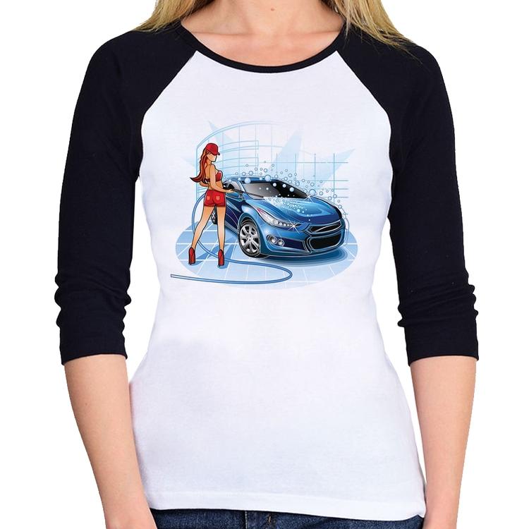 Baby Look Raglan Lava Jato Garota Manga 3/4