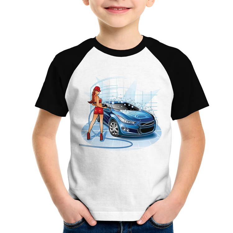 Camiseta Raglan Infantil Lava Jato Garota