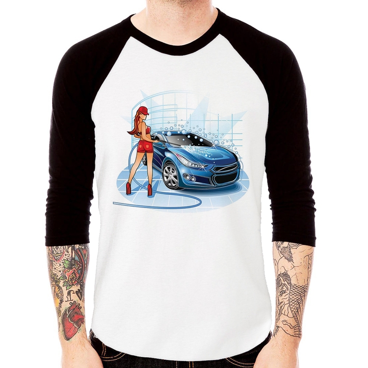 Camiseta Raglan Lava Jato Garota Manga 3/4
