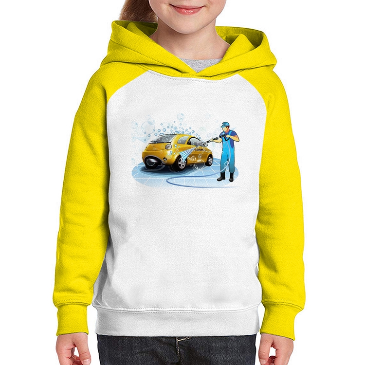 Moletom Infantil Lava Jato - Branco/Amarelo