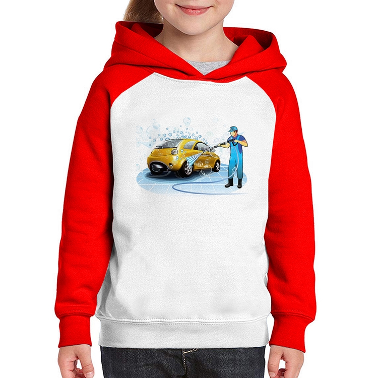 Moletom Infantil Lava Jato - Branco/Vermelho