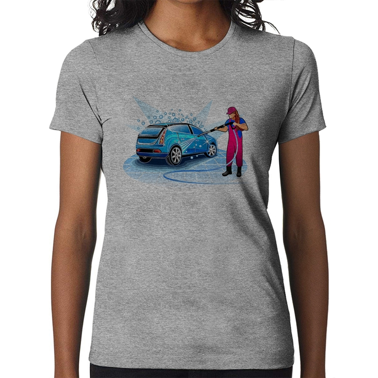 Baby Look Lava Jato Mulher - Cinza