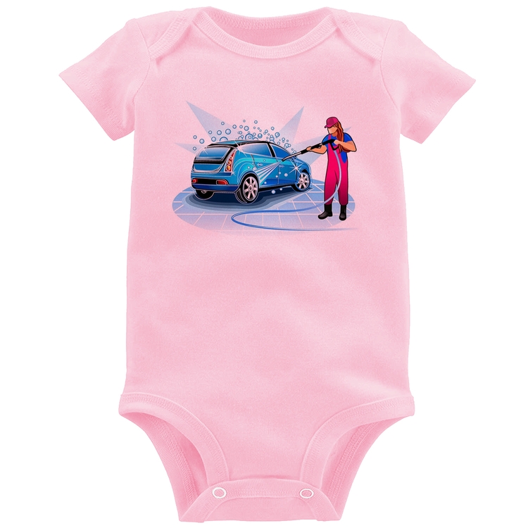 Body Bebê Lava Jato Mulher - Rosa Bebê