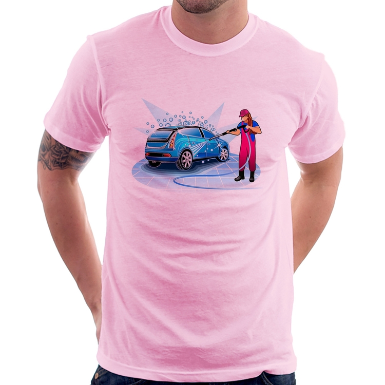Camiseta Lava Jato Mulher - Rosa Bebê