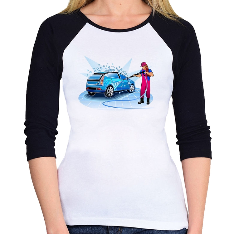 Baby Look Raglan Lava Jato Mulher Manga 3/4