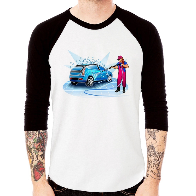 Camiseta Raglan Lava Jato Mulher Manga 3/4