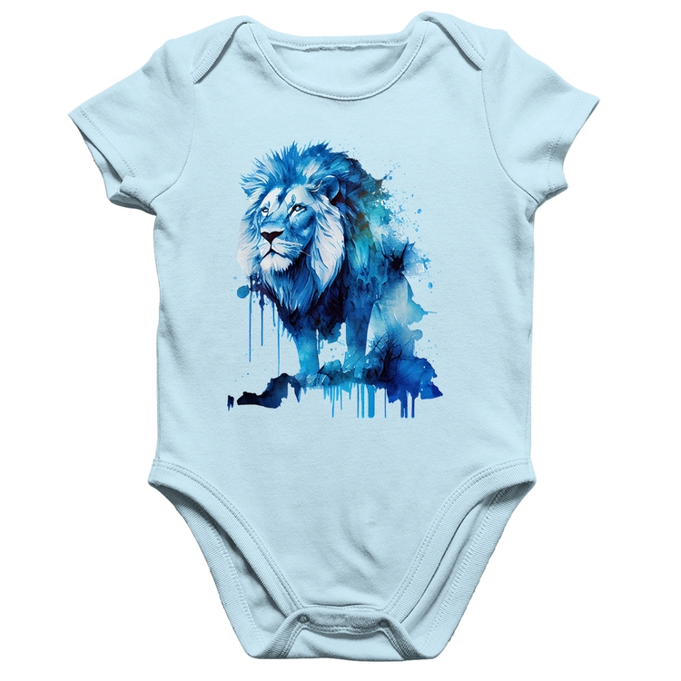 Body Bebê Algodão Leão Azul - Azul Bebê