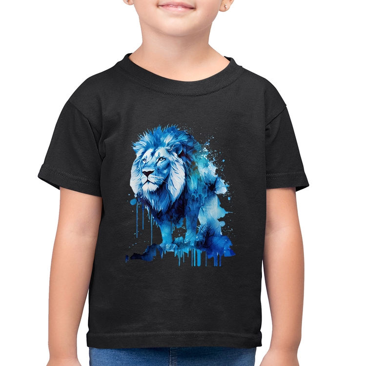 Camiseta Algodão Infantil Leão Azul