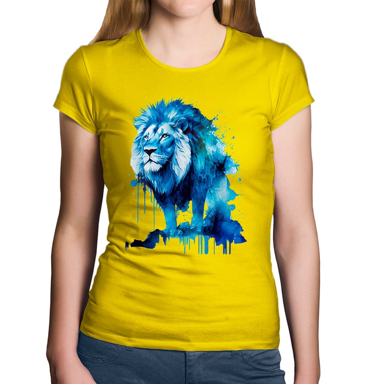 Baby Look Algodão Leão Azul - Amarela