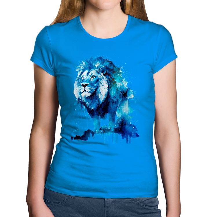 Baby Look Algodão Leão Azul - Azul