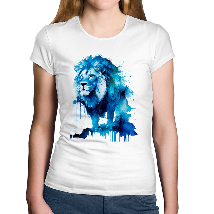 Baby Look Algodão Leão Azul - Branca