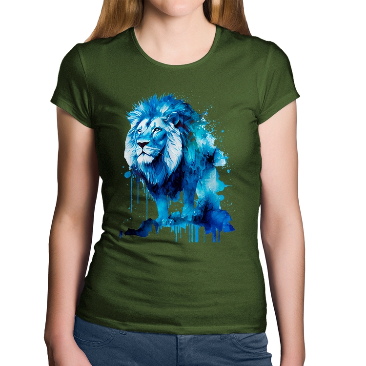 Baby Look Algodão Leão Azul - Musgo