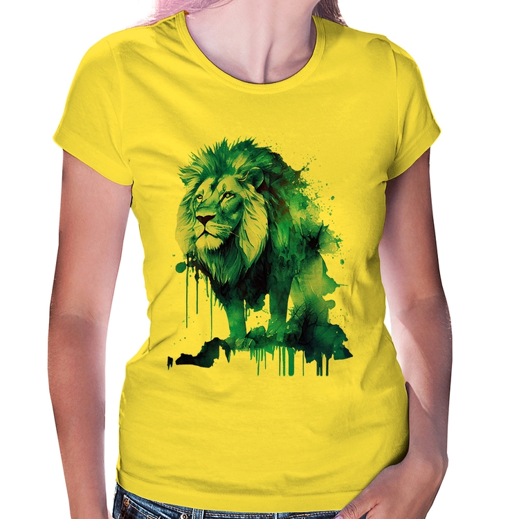 Baby Look Leão Azul - Amarela