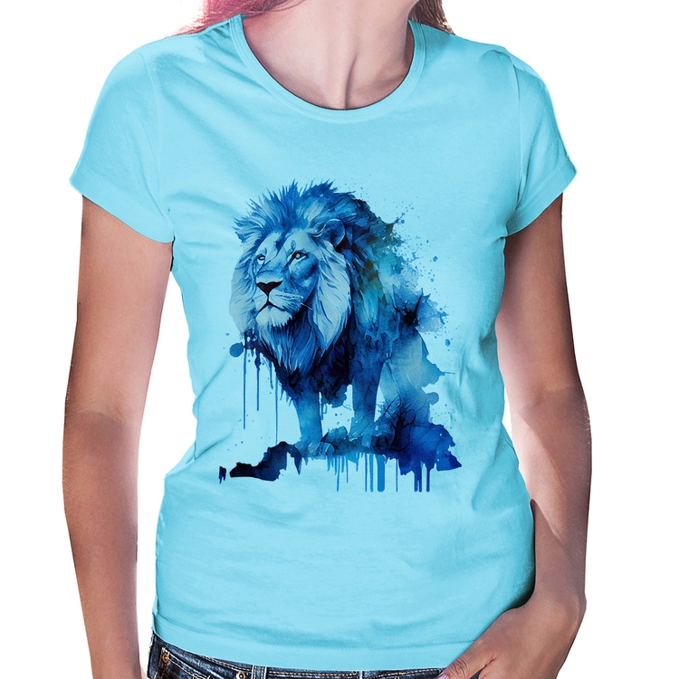 Baby Look Leão Azul - Azul Bebê