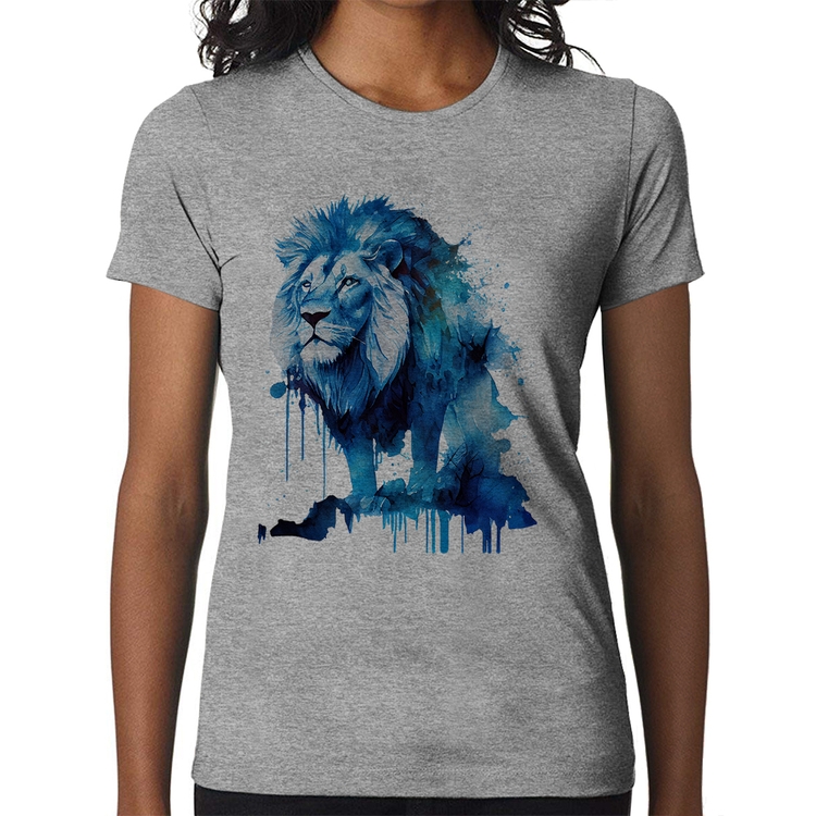 Baby Look Leão Azul - Cinza