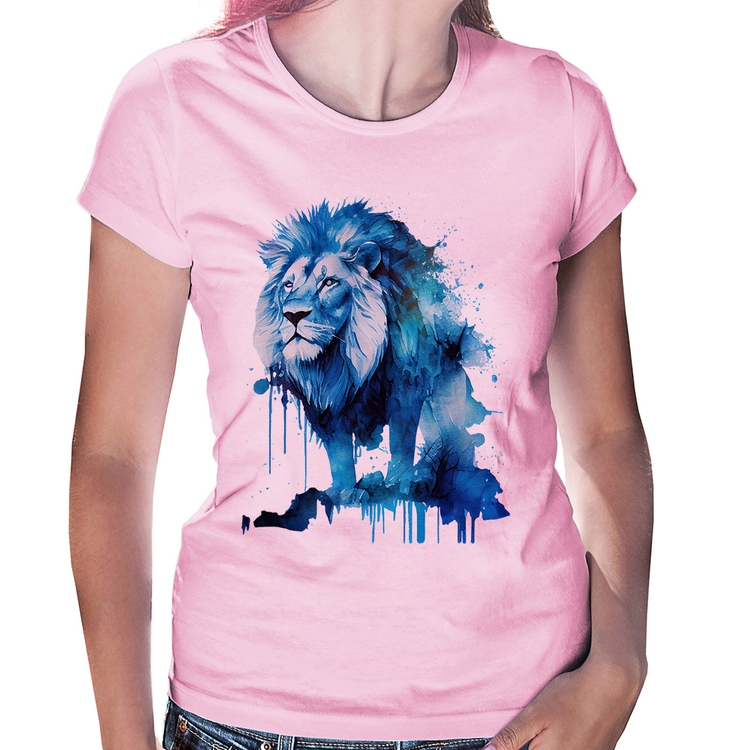 Baby Look Leão Azul - Rosa Bebê