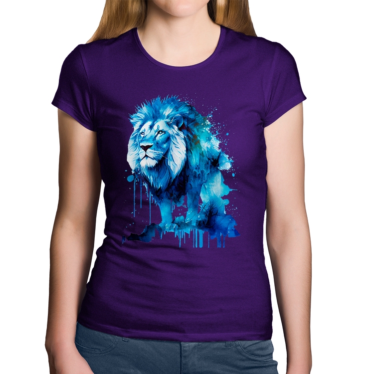 Baby Look Algodão Leão Azul - Roxa