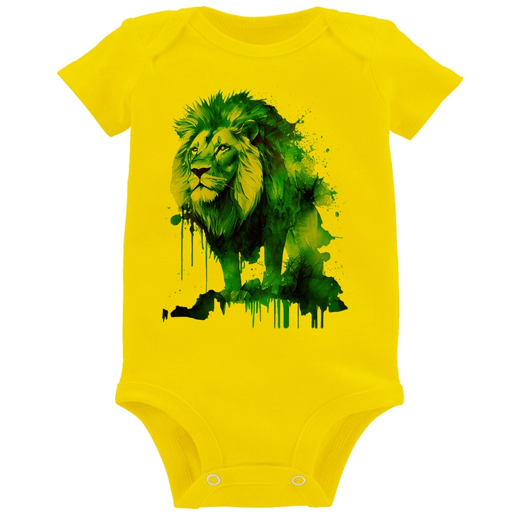 Body Bebê Leão Azul - Amarelo