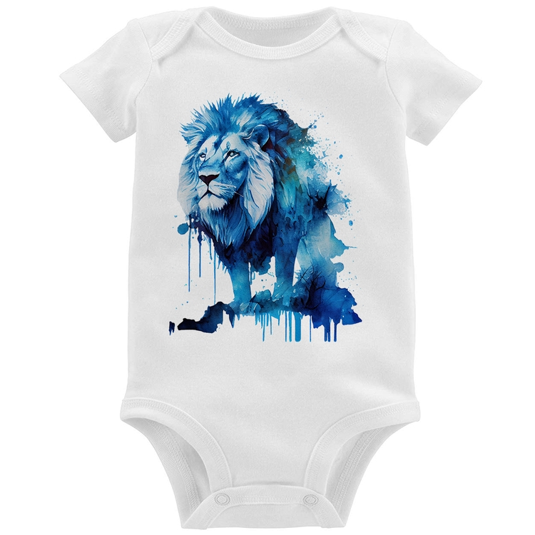 Body Bebê Leão Azul