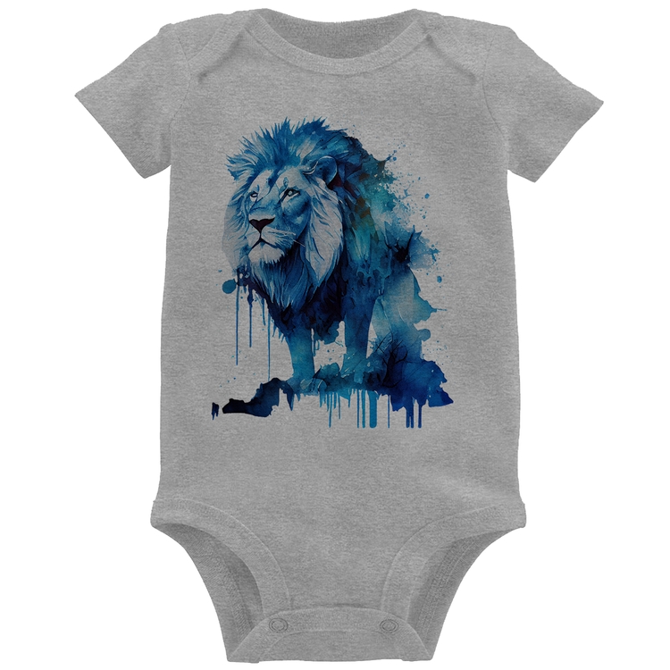 Body Bebê Leão Azul - Cinza