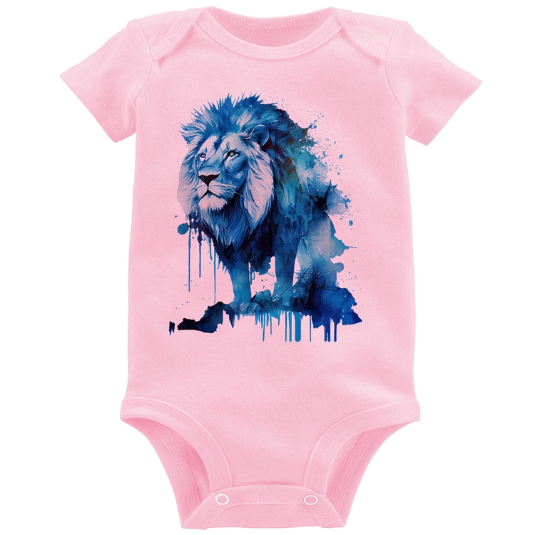 Body Bebê Leão Azul - Rosa Bebê