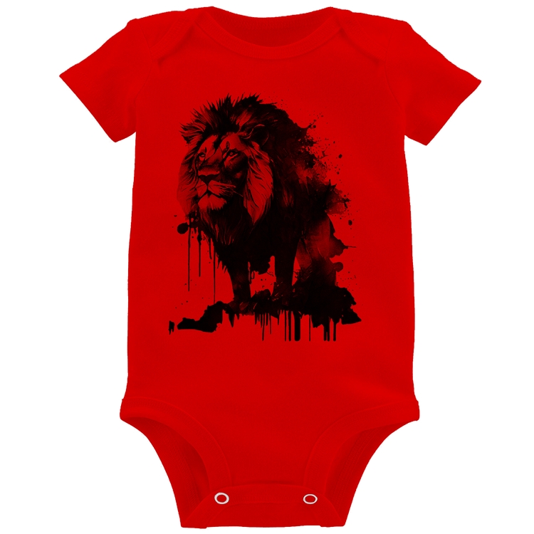 Body Bebê Leão Azul - Vermelho