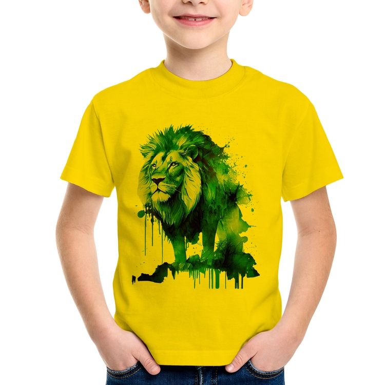 Camiseta Infantil Leão Azul - Amarela
